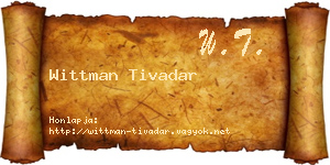 Wittman Tivadar névjegykártya